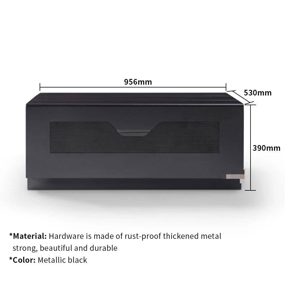 120'' Black Smart Laser TV Cabinet +UST ALR Projector Screen Motorized Floor Rising Screen for Ultra Short Throw Laser Projector