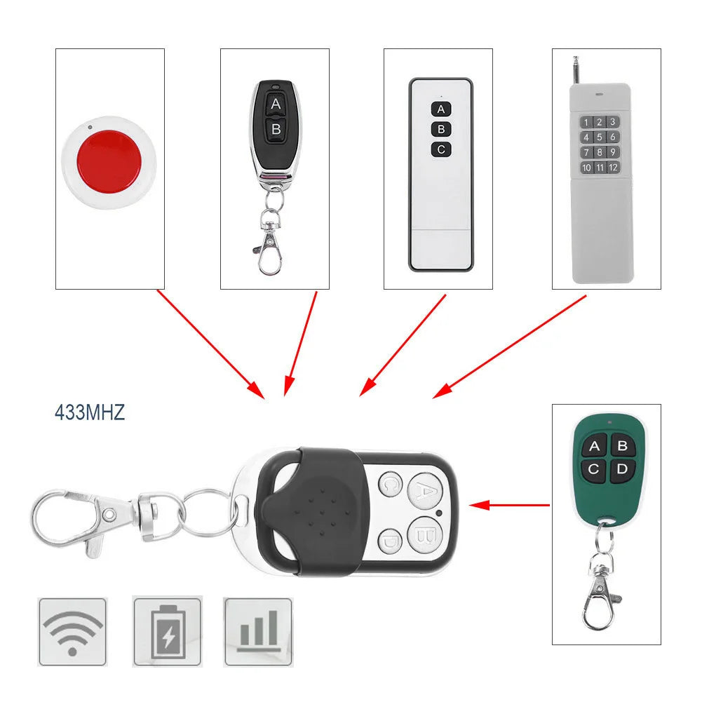 VKTECH Universal Garage Door Remote Control – 4-Button 433MHz Duplicator, Compatible with Fixed, Learning, and Rolling Codes (5-50PCS)