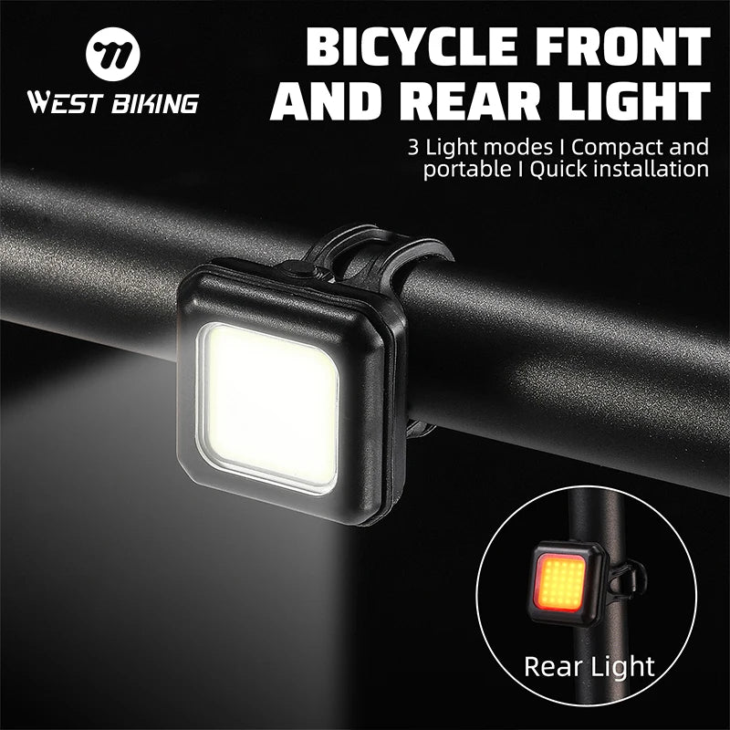 WEST BIKING LED Bike Light Set - Type-C Rechargeable Front Headlight & Rear Taillight for Cycling Safety