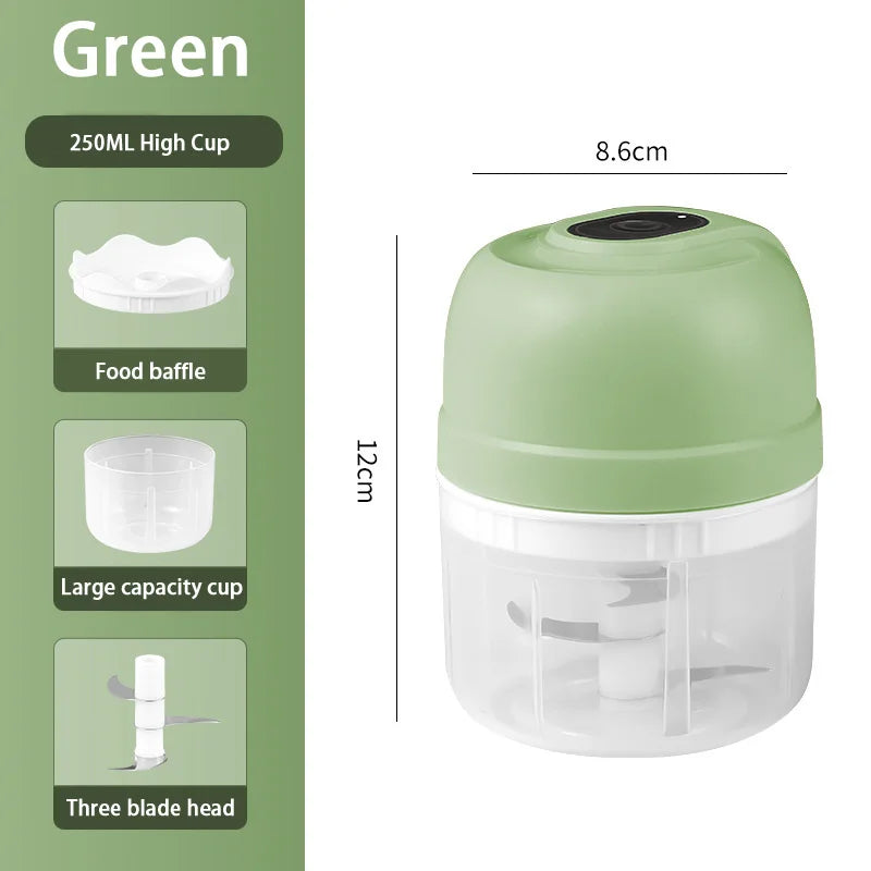 Electric Garlic Purer 100/250ML Mini Electric Garlic Chopper USB Charging Ginger Vegetable Cutter Food Chopper Kitchen Tools