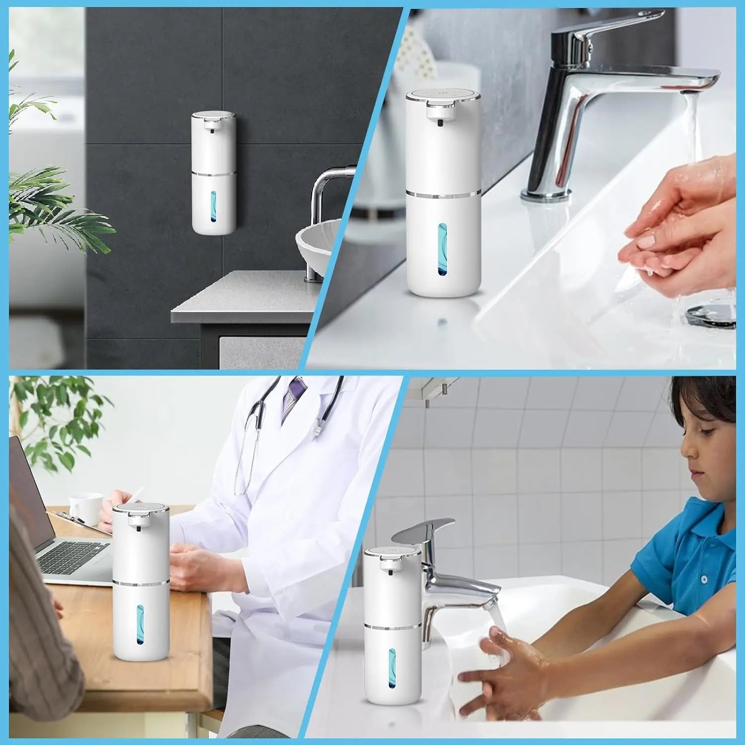 2025 NEW 380ml Automatic Soap Dispenser Foam USB Charging Touchless Smart Display Infrared Sensor Soap Dispensers Hand Washer