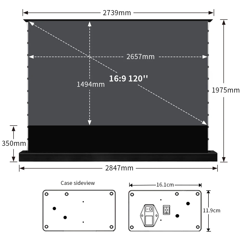 120 inch Laser TV ALR Projector Screen Motorized Floor Rising PET Crystal UST ALR Projection Screen For 4K Ultra Short Projector