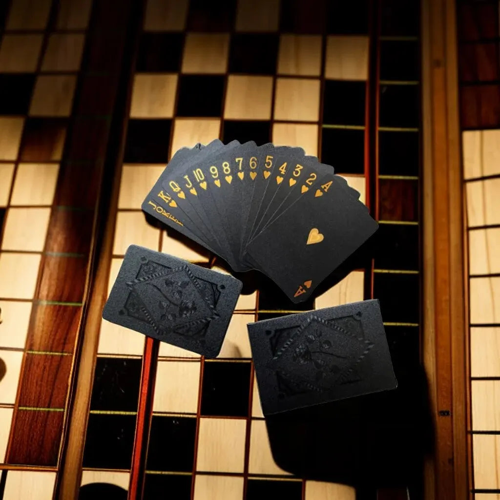 Black & Gold Waterproof Playing Cards | Luxury Poker Deck for Magic Tricks, Board Games, and Gifts