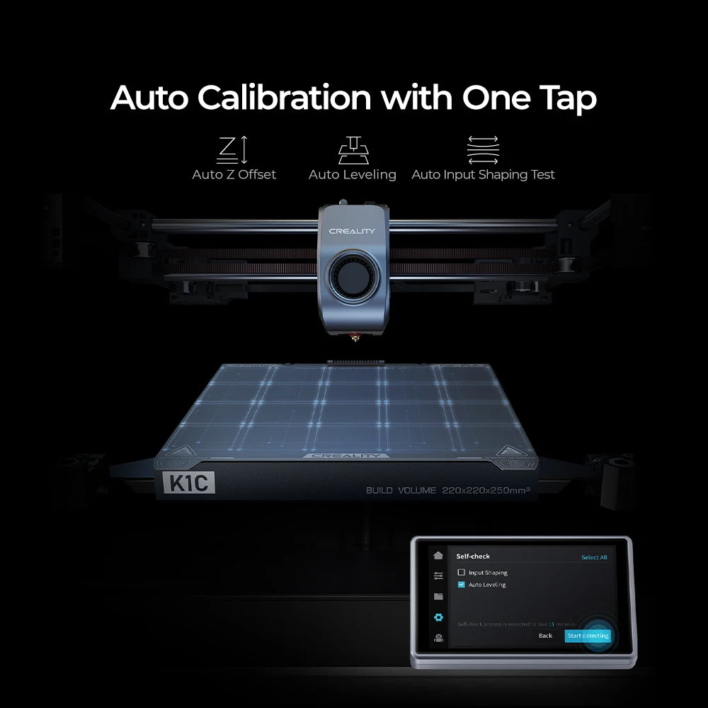 Creality K1C 3D Printer 600mm/s Auto Leveling Robust Direct Extruder Tri-High Speed Printing Upgrade K1 with AI Camera Printer