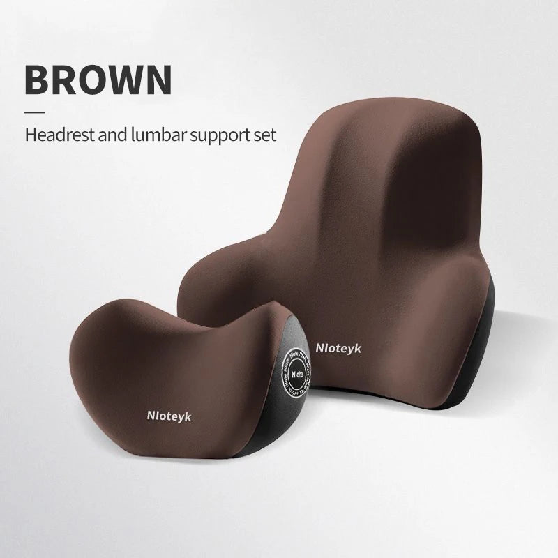 Memory Foam Car Neck Pillow and Lumbar Cushion - Ergonomic Headrest and Backrest Support for Comfortable Driving