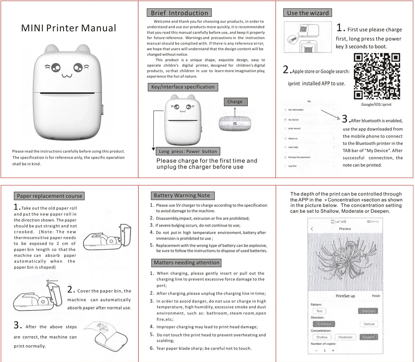 Yixinsci Mini Cat Thermal Printer Wireless BT 200dpi