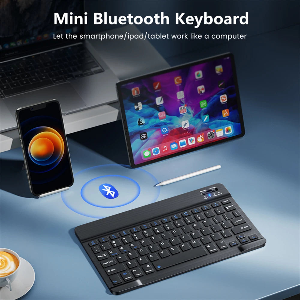 EMTRA Mini Wireless Bluetooth Keyboard & Mouse Set – Portable Keyboard for iPad, Phone, Tablet, Samsung, Xiaomi, Android