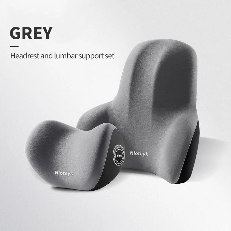 Memory Foam Car Neck Pillow and Lumbar Cushion - Ergonomic Headrest and Backrest Support for Comfortable Driving