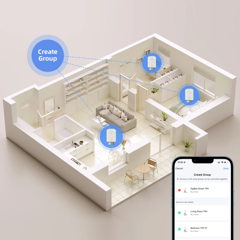 AVATTO Tuya 1-6PCS Wifi TRV Radiator Actuator Valve Thermostatic Radiator Valve Temperature Controller Support Alexa Google Home
