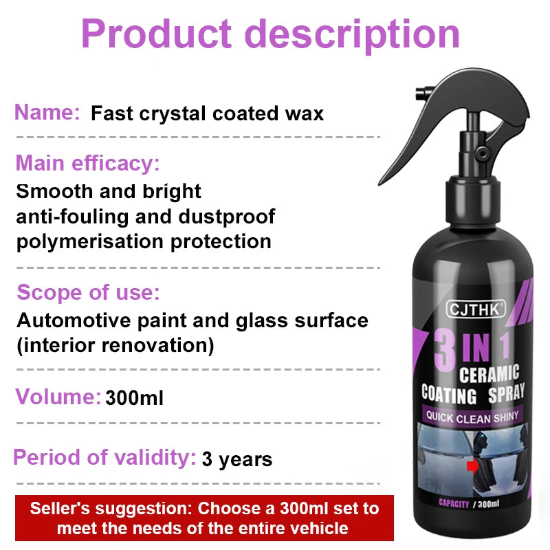 CJTHK Ceramic Nano Coating - Hydrophobic Paint Protection and Polishing Agent for Long-Lasting Car Shine