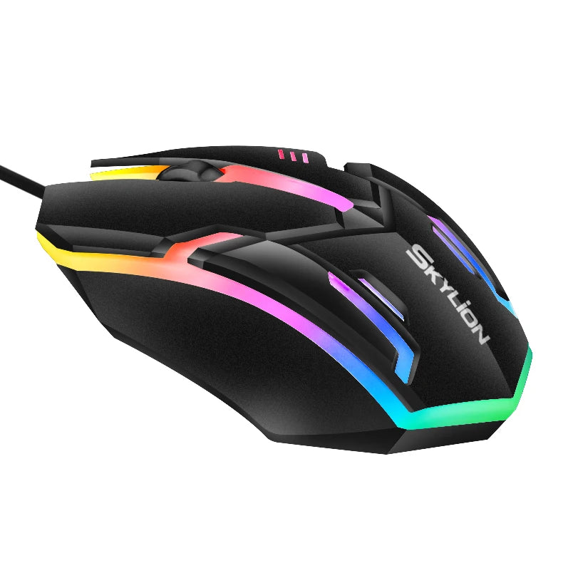 SKYLION F1 Wired 3-Button Mouse with Colorful Lighting | Gaming & Office Compatible with Windows & macOS