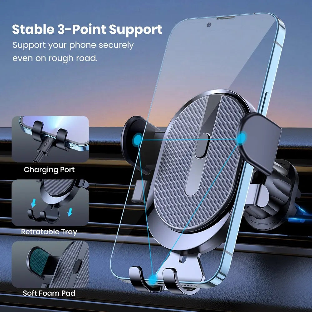 TOPK 2023 Auto-Locking Car Phone Holder Mount | Universal Air Vent Phone Holder with Hook Clip for iPhone, Samsung & Smartphones