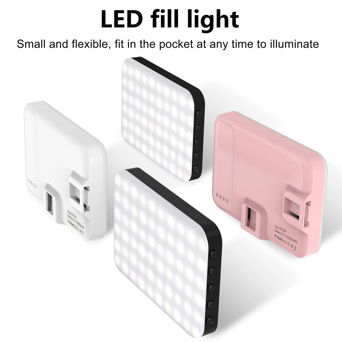 LED Selfie Light with 60 High-Quality Beads – 2200mAh Rechargeable, CRI 97+, 7 Light Modes, Portable Clip-On for Phone, Tablet, Laptop