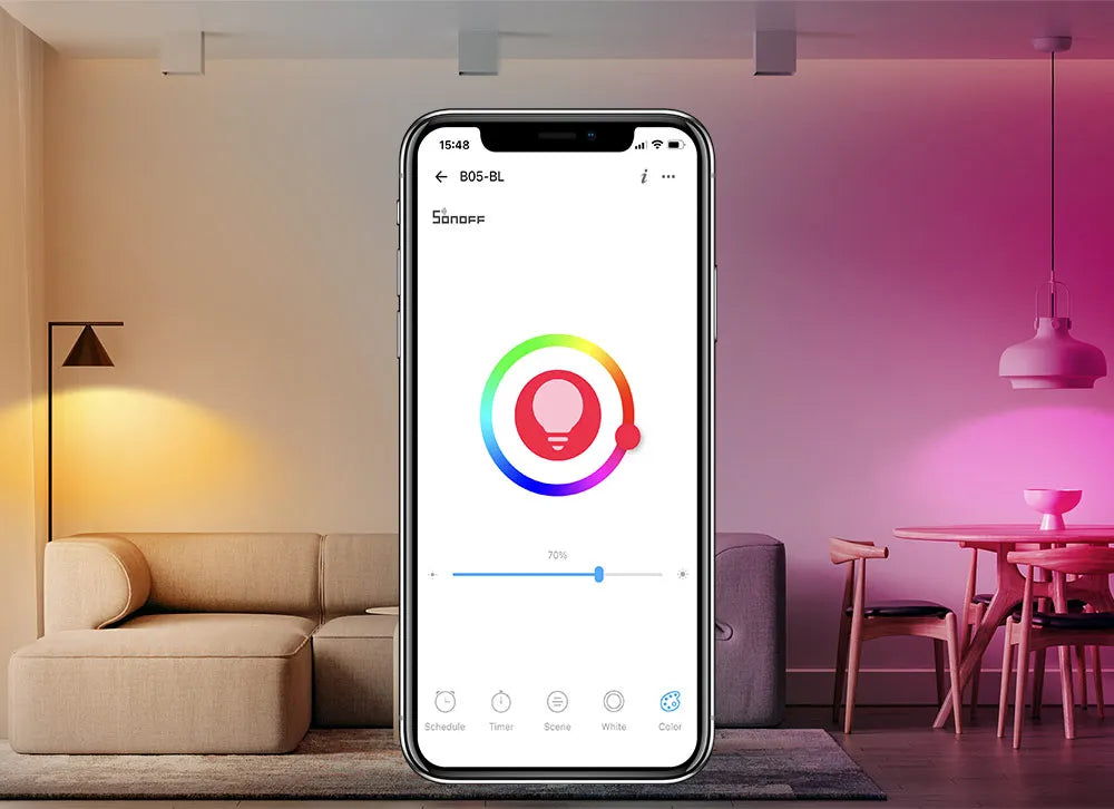 SONOFF Smart LED Bulbs (B02-B-A60/B05-BL-A60) – 9W dimmable Wi-Fi bulbs with eWeLink app control; works with Alexa and Google Home.