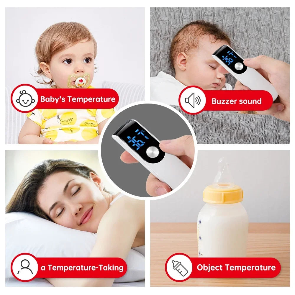 YUKUI Non-Contact Infrared Digital Thermometer - Medical-Grade for Infants & Adults, LCD Display, Laser Body Temperature, Ear & Forehead Measurement