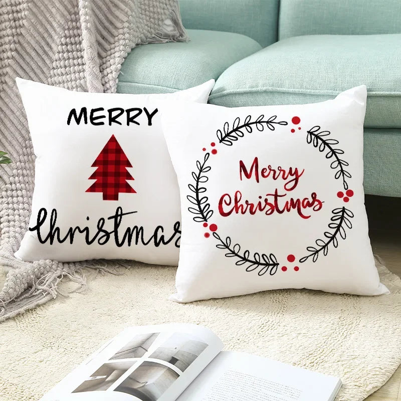 45cm Christmas Cushion Cover - Festive Pillowcase for Home Decor, Xmas, New Year, and 2024 Holiday Decorations