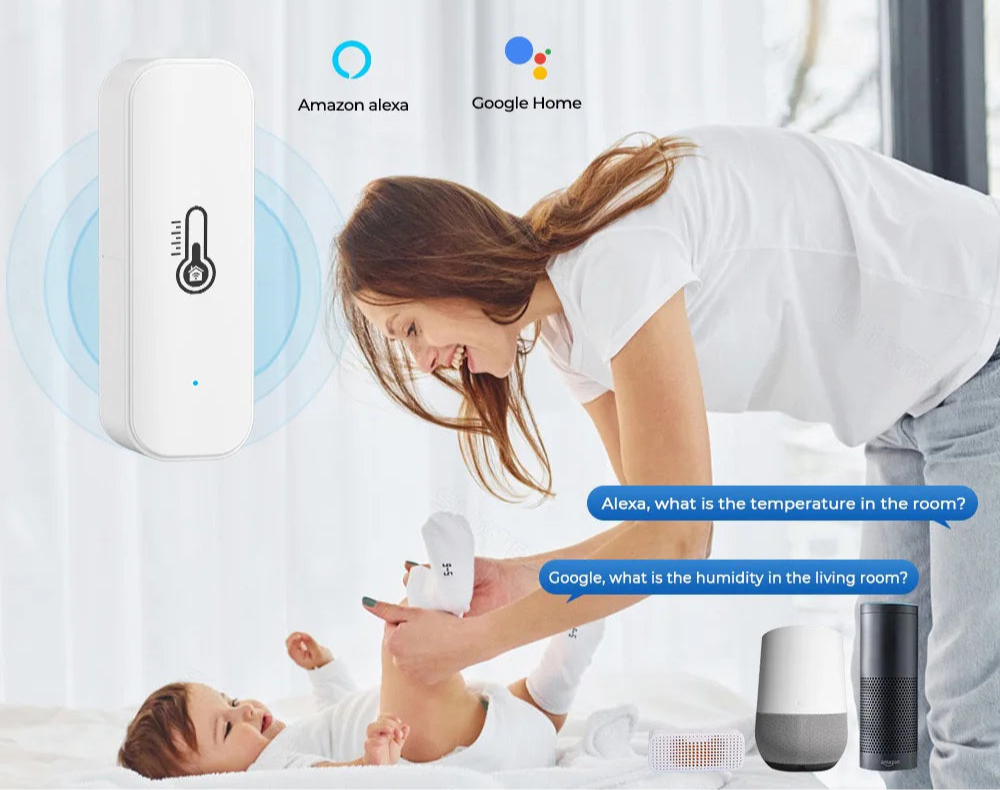 Tuya Zigbee/WiFi Temperature & Humidity Sensor – Smart Thermometer Compatible with Smart Life, Alexa, and Google Assistant
