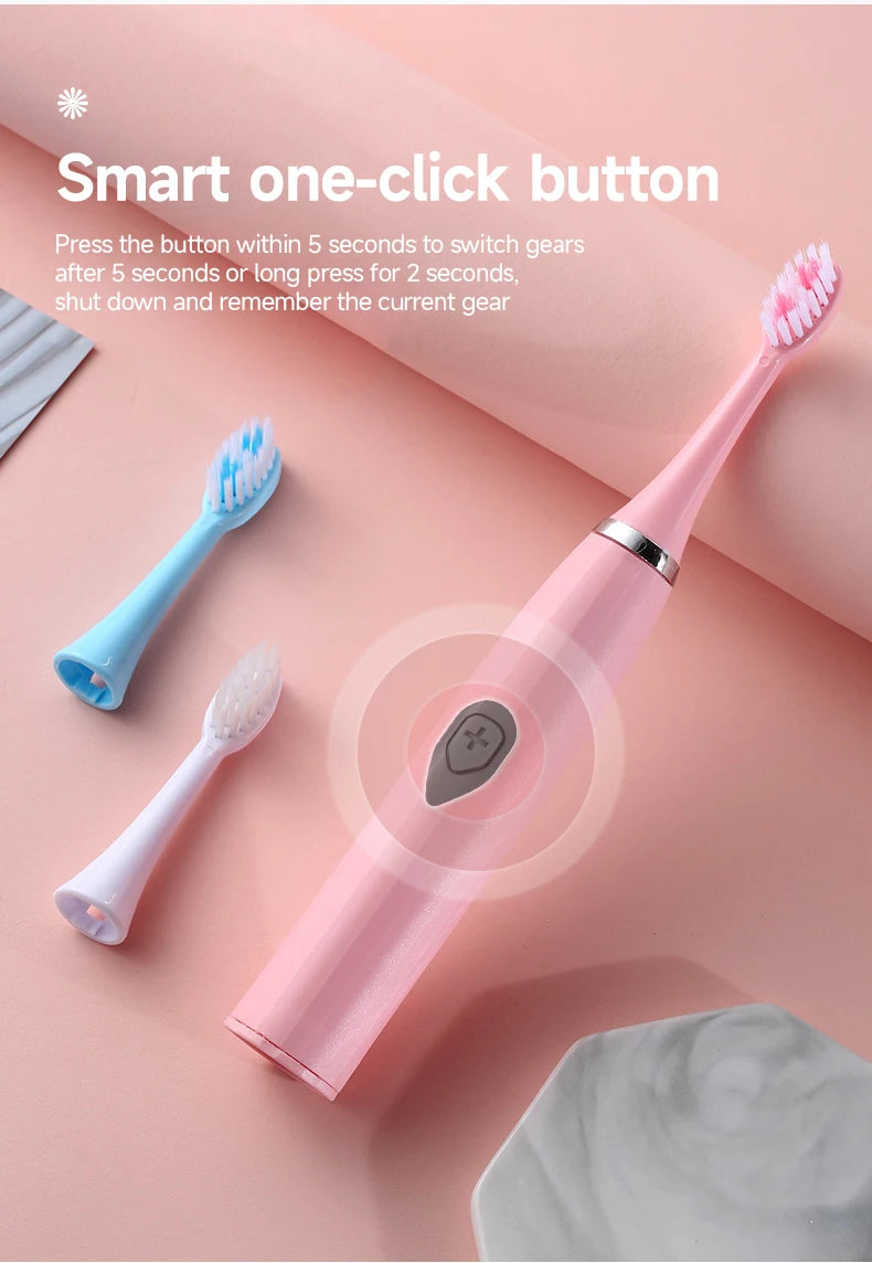 Electric Toothbrush for Adults - Soft DuPont Bristles, Portable, Long Battery Life, IPX6 Waterproof, Intelligent Oral Care