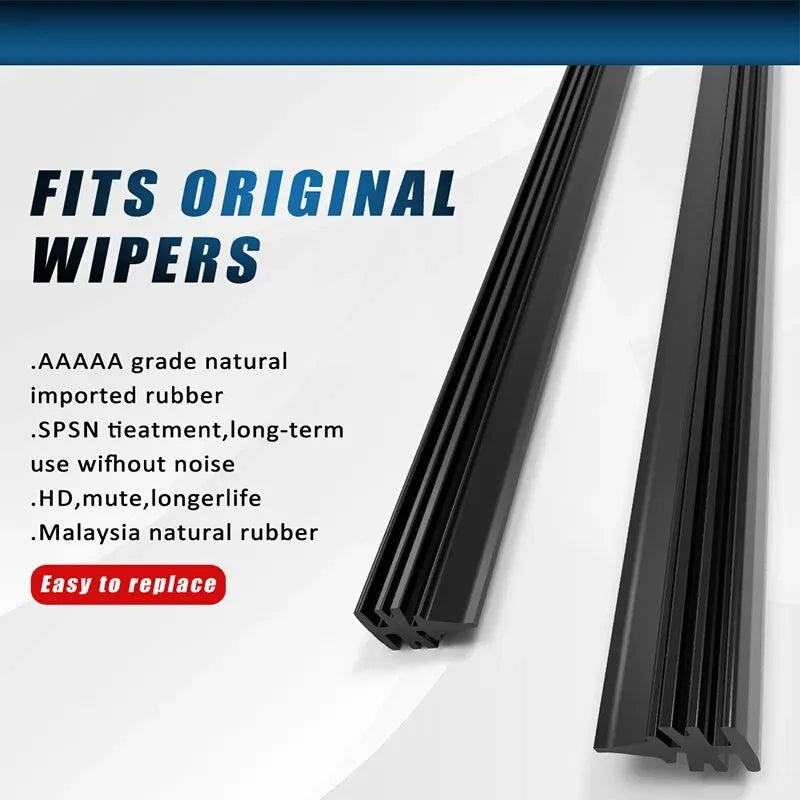 6mm Universal Car Wiper Blade Refill Strips - Durable Rubber Windshield Wiper Replacement for 14" to 28" Frameless Wipers