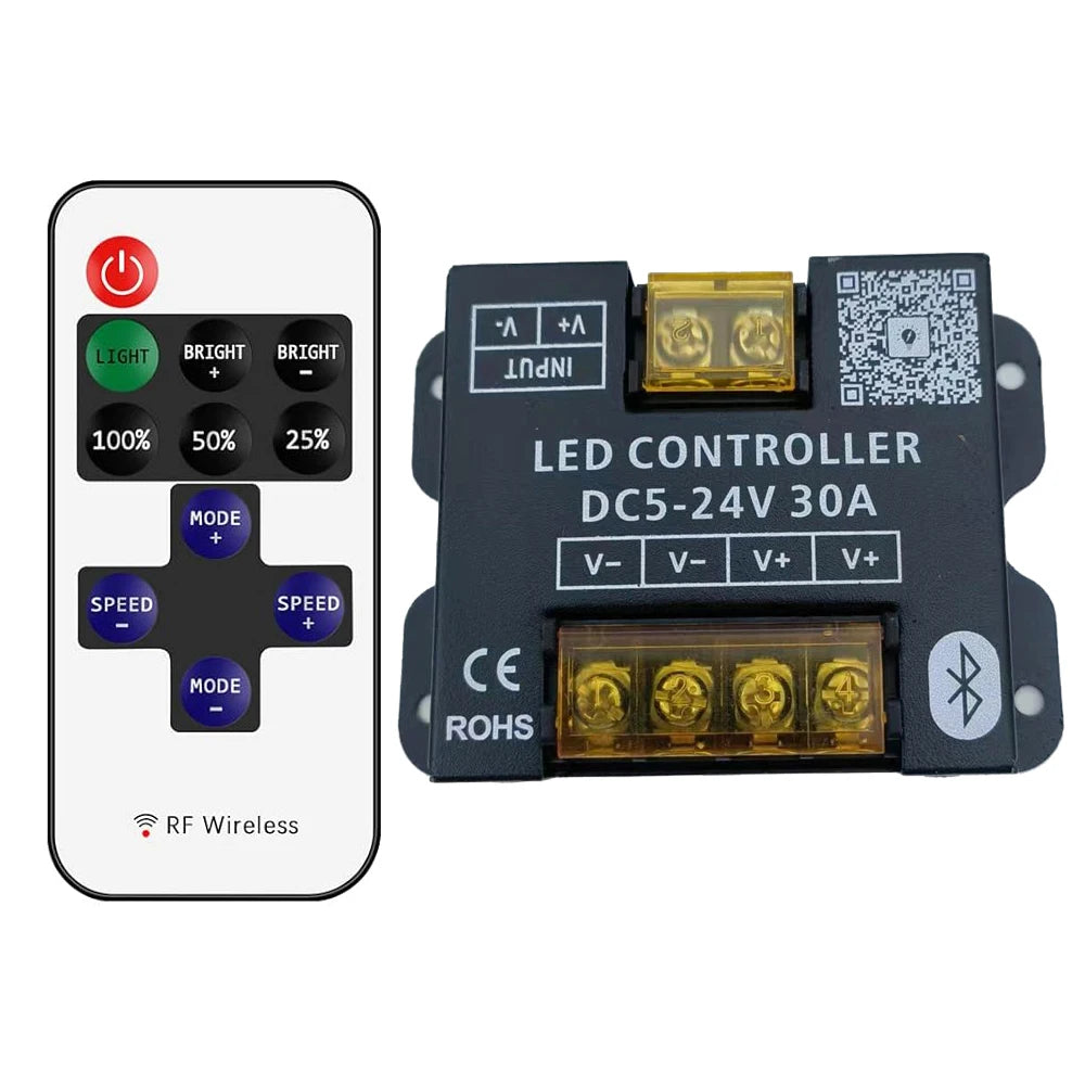 DC12-24V 30A 360W Mobile phone app Bluetooth connection LED Strip Controller dimmer With RF Touch Remote Use For  LED Light