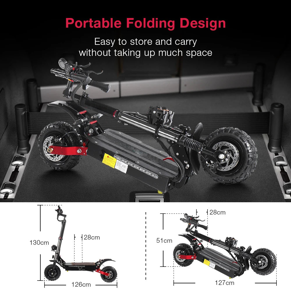 S3 Off-Road Electric Scooter for Adults - 6000W Dual Motor, 60V Battery, 120KM Range, 400kg Max Load with Hydraulic Brakes