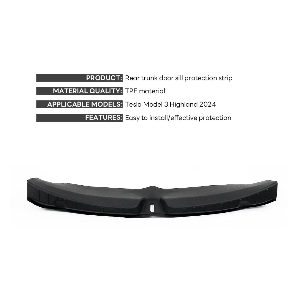 TEKSY Trunk Threshold Protection Strip for Tesla Model 3 Highland 2024 – TPE or Metal Back Sill Anti-Scratch Guard