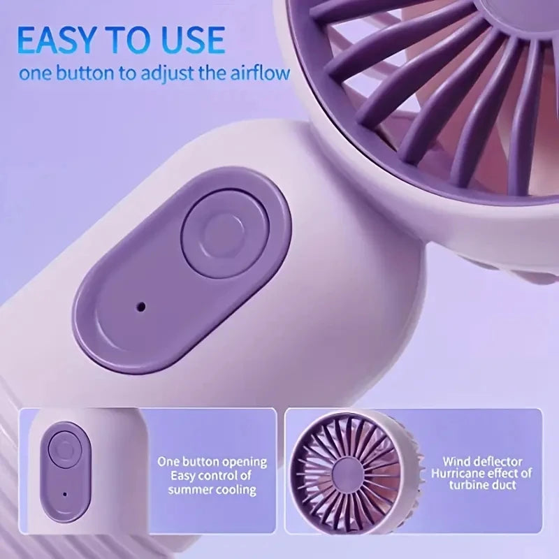 USB Rechargeable Mini Portable Fan - 3-Speed Lightweight Handheld Fan for Office, Travel, Camping, and Outdoor Use