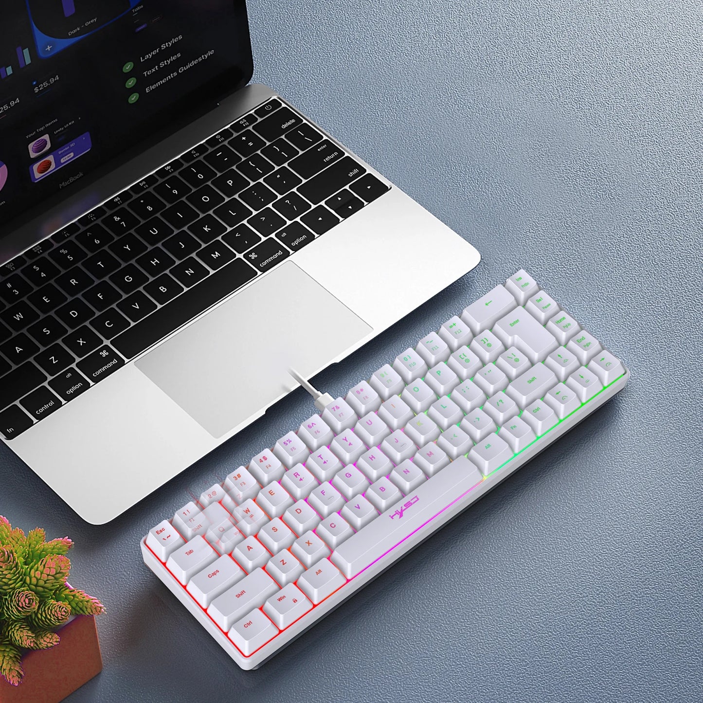 HXSJ V200 Wired Mini Gaming Keyboard | K68 RGB 19-Key Anti-Ghosting Membrane Keyboard with Mechanical Feel for Gaming & Office