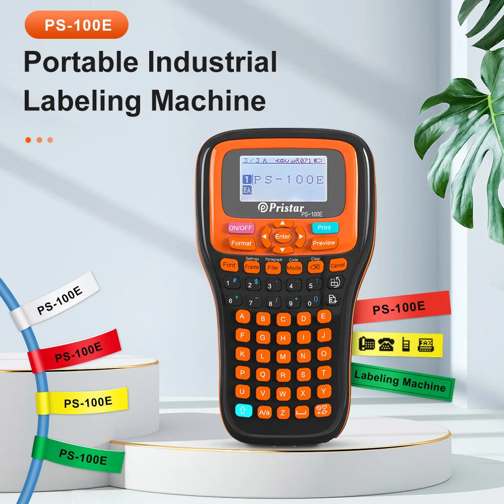 PS100E Portable Wireless Label Printer TZeFX231 Industrial Label Maker Compatible for Brother P-touch Label Maker TZe231 Tapes