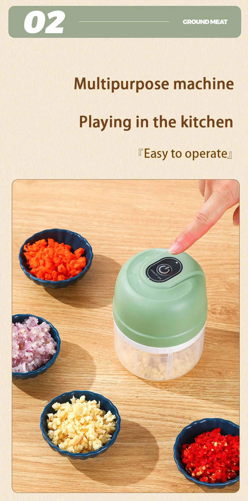 Electric Garlic Purer 100/250ML Mini Electric Garlic Chopper USB Charging Ginger Vegetable Cutter Food Chopper Kitchen Tools