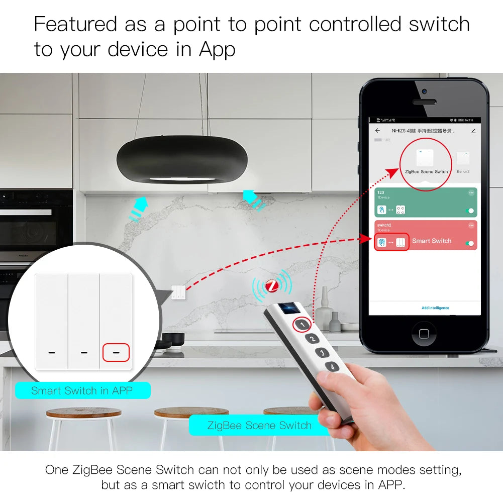 Tuya ZigBee Smart Scene Switch – 1-4 Gang Portable Mini Remote Control for Smart Home Automation