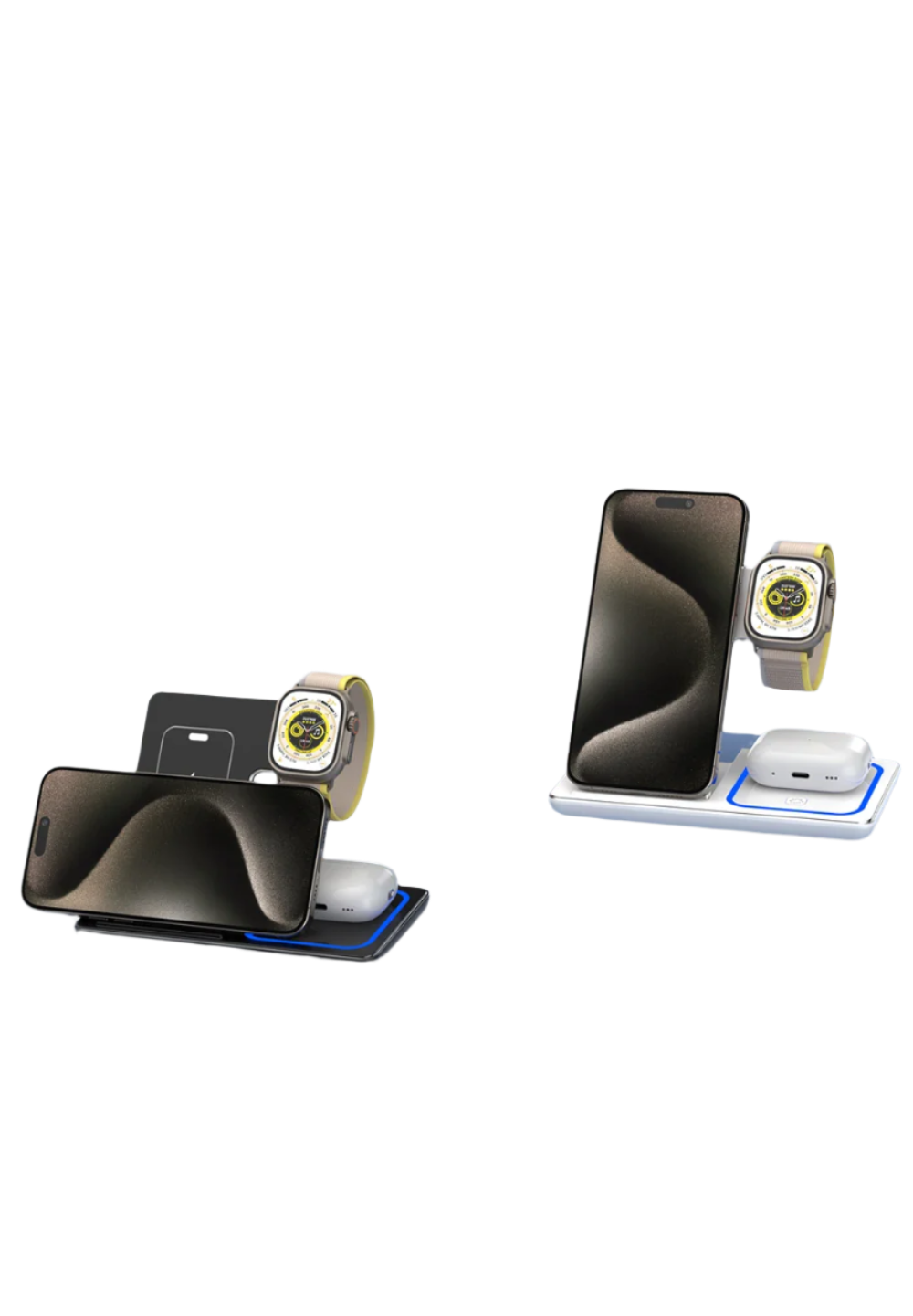 VIKEFON 30W 3-in-1 Fast Wireless Charging Station – Foldable Stand for iPhone 15/14/13/12/11, Apple Watch 9/8/7/6/5, and AirPods Pro