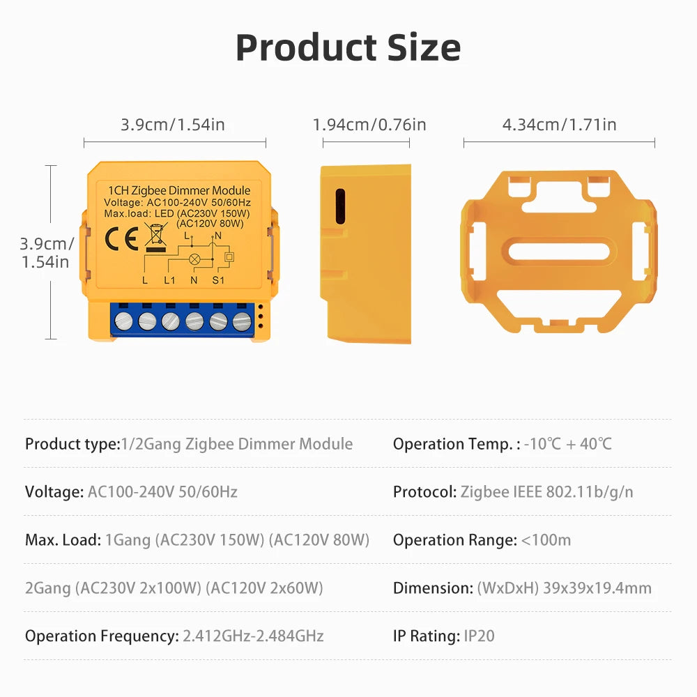 AVATTO Tuya WiFi/ZigBee Smart Dimmer Switch Module 1/2 Gang Dimmer Light Switch Module APP Remote Control For Alexa Google Home