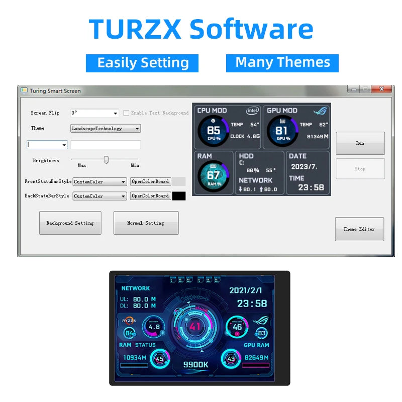 3.5" IPS Type-C Secondary Display for CPU, GPU, RAM, HDD Monitoring | 320x480 USB LCD Screen, AIDA64 Compatible, Windows 10/11