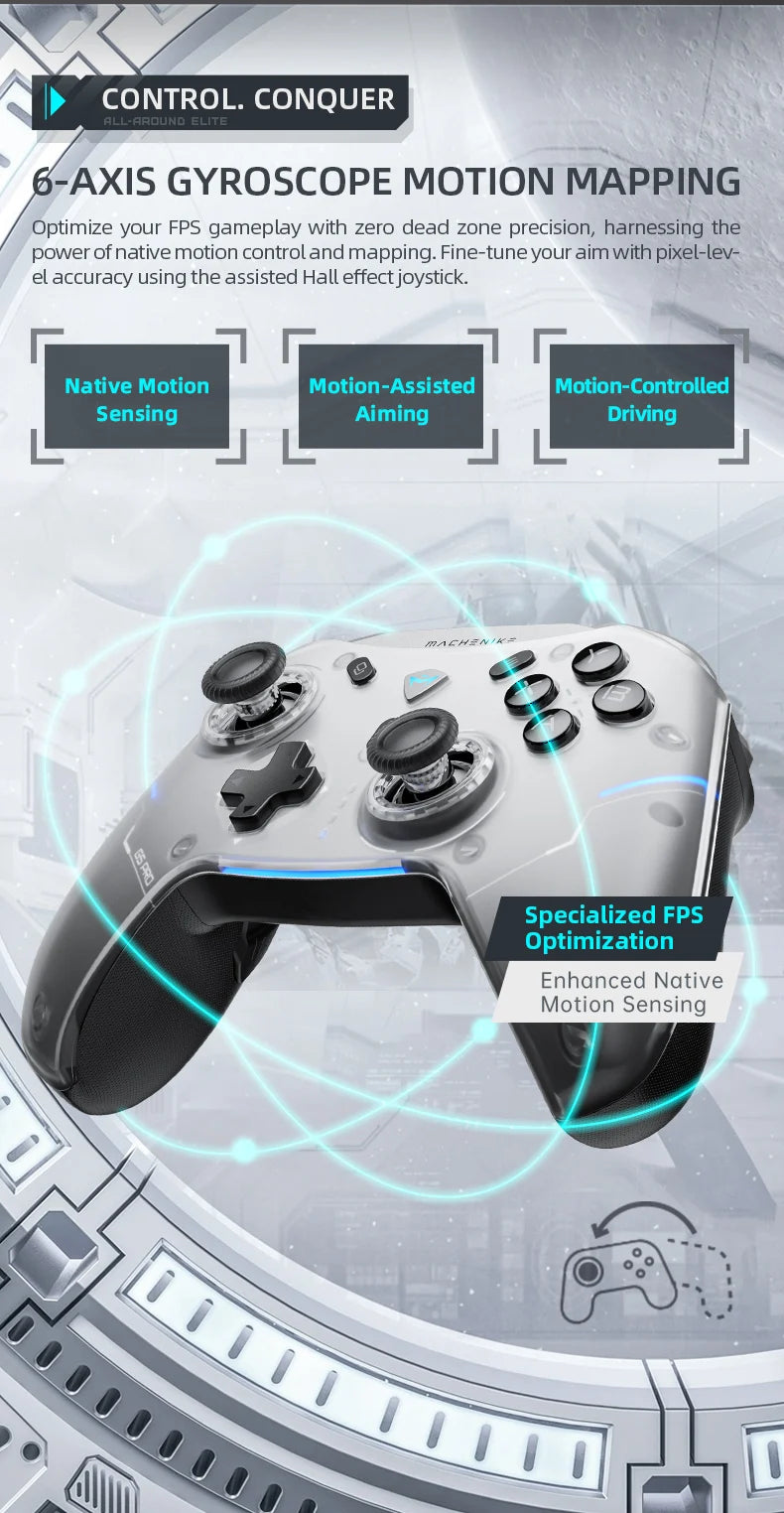 Machenike G5 Pro Elite Wireless Gamepad | Hall Trigger Joystick & Mecha-Tactile Buttons for Switch, PC, Android, and iOS