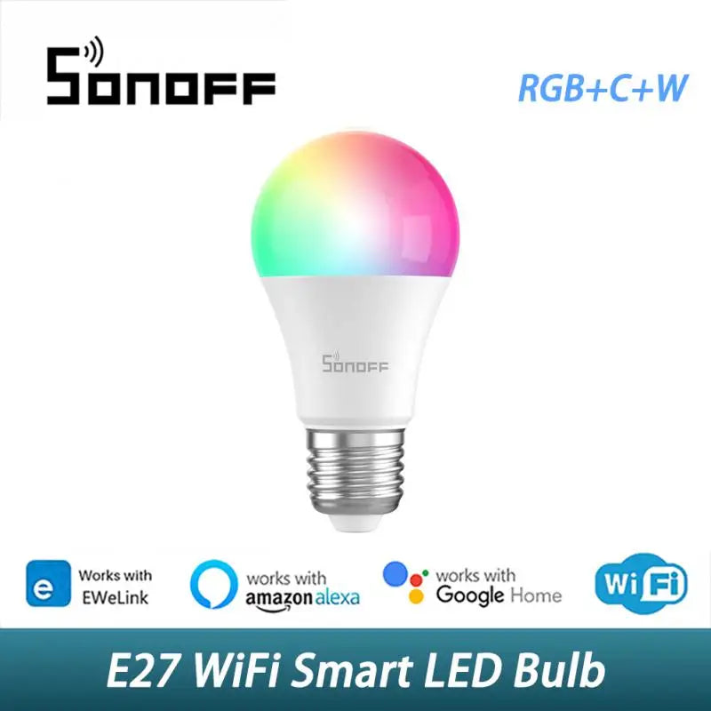 SONOFF Smart LED Bulbs (B02-B-A60/B05-BL-A60) – 9W dimmable Wi-Fi bulbs with eWeLink app control; works with Alexa and Google Home.