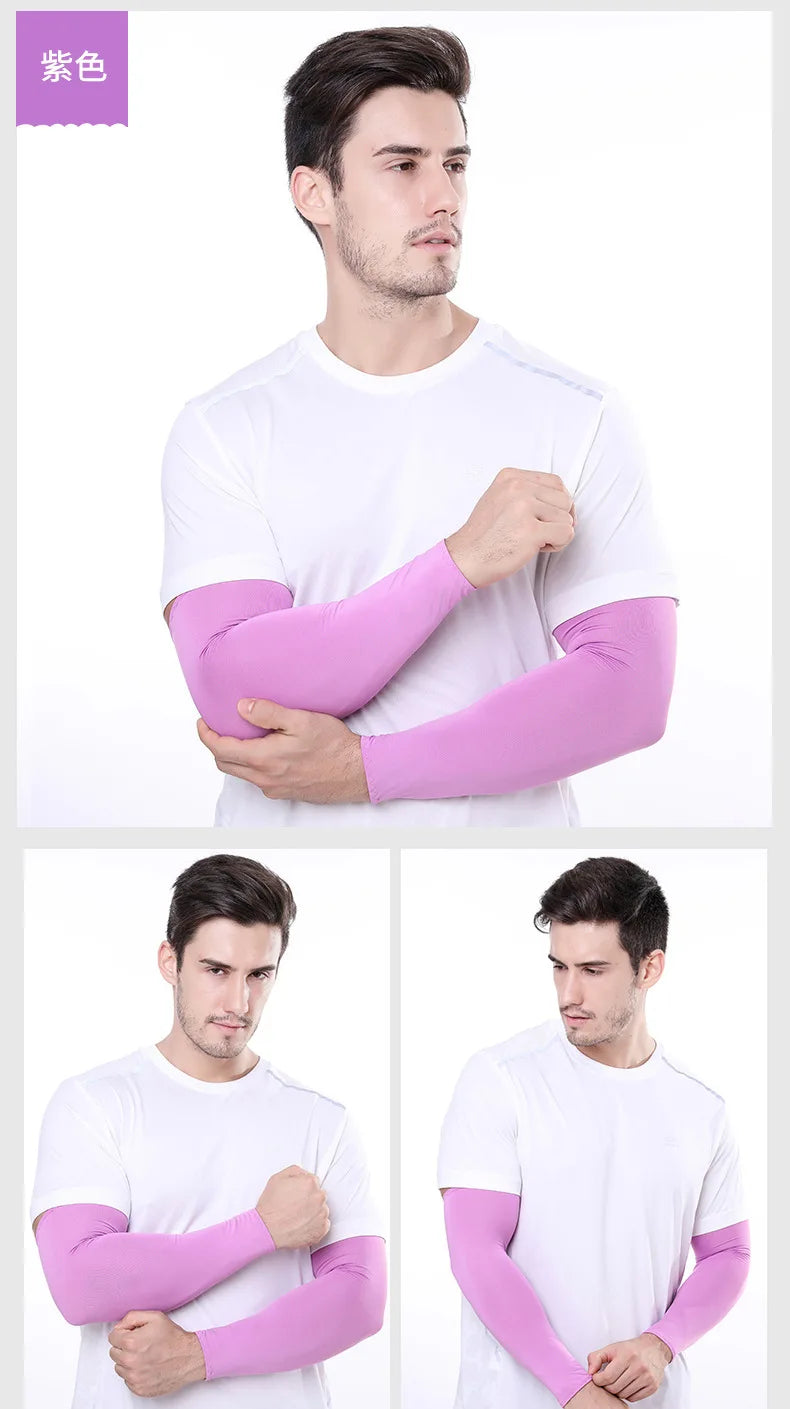 2PCS Unisex Cooling Arm Sleeves - UV Sun Protection Sleeves for Running, Cycling, Fishing & Tattoo Coverage