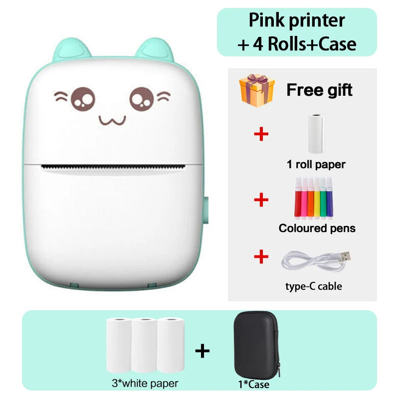Yixinsci Mini Cat Thermal Printer Wireless BT 200dpi