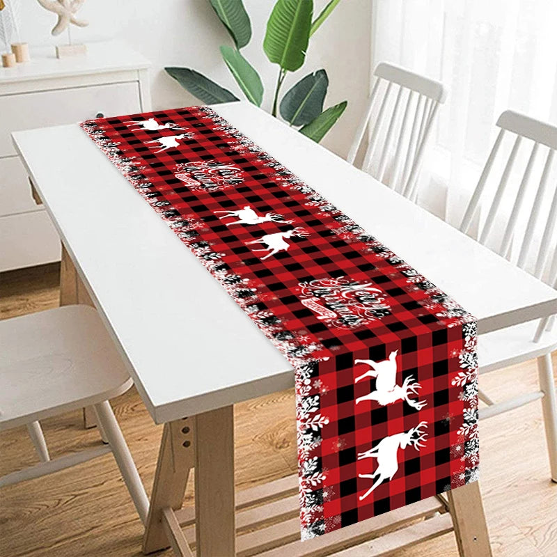 Christmas Table Runner - Merry Christmas Home Decoration Tablecloth Cover for Xmas, New Year Party, and Gifts 2024