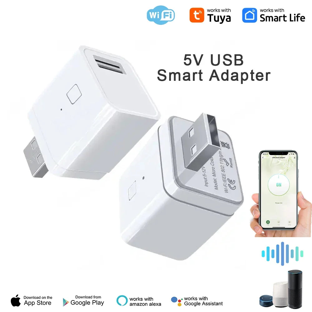 Tuya WiFi Smart Switch 5V Mini USB Power Adapter Works With Alexa Hey Google Alice For Smart Home Automation Micro Charge Socket