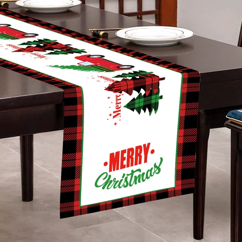 Christmas Table Runner - Merry Christmas Home Decoration Tablecloth Cover for Xmas, New Year Party, and Gifts 2024