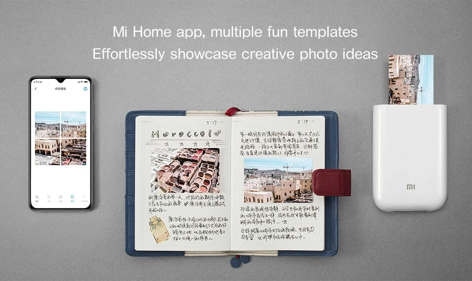 Xiaomi Portable Mini Pocket Photo Printer | Wireless Bluetooth Thermal Printer with AR Video and ZINK Self-Adhesive Color Paper