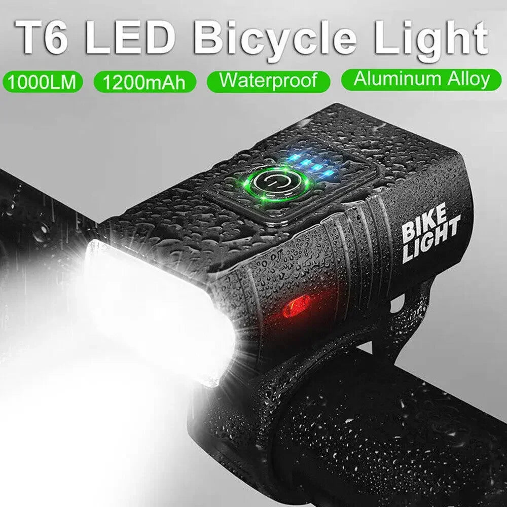 USB Rechargeable T6 LED 1000LM Bicycle Headlight - Ultra Bright Front Light for MTB, Road Bike, Cycling & Scooters