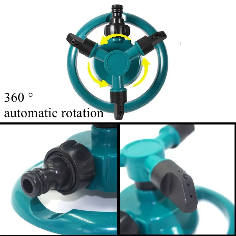 360° Automatic Rotating Sprinkler Nozzle - Efficient Garden Lawn Watering and Irrigation System