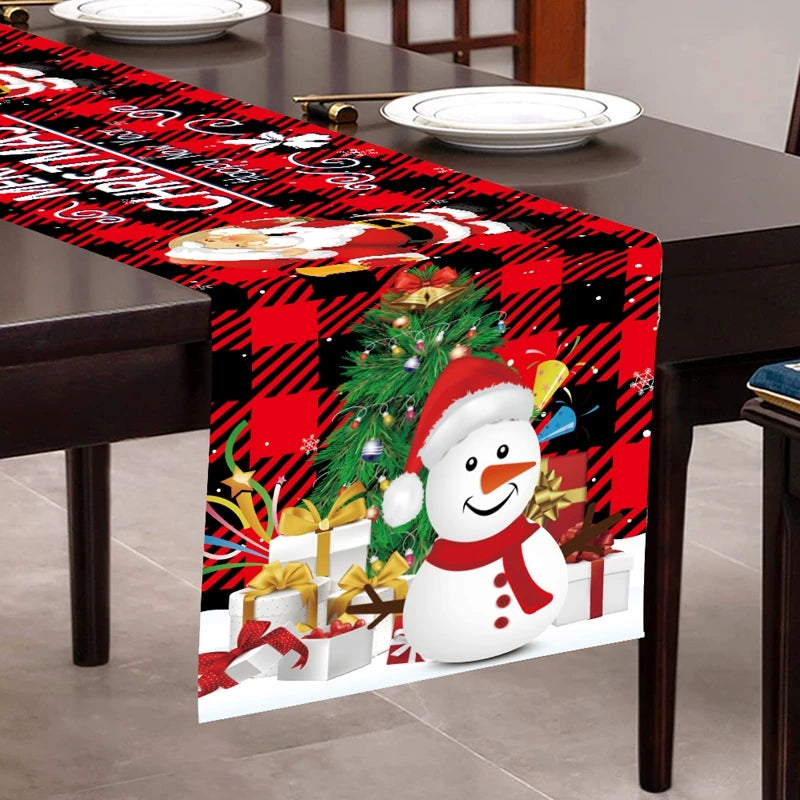 Christmas Table Runner - Merry Christmas Home Decoration Tablecloth Cover for Xmas, New Year Party, and Gifts 2024