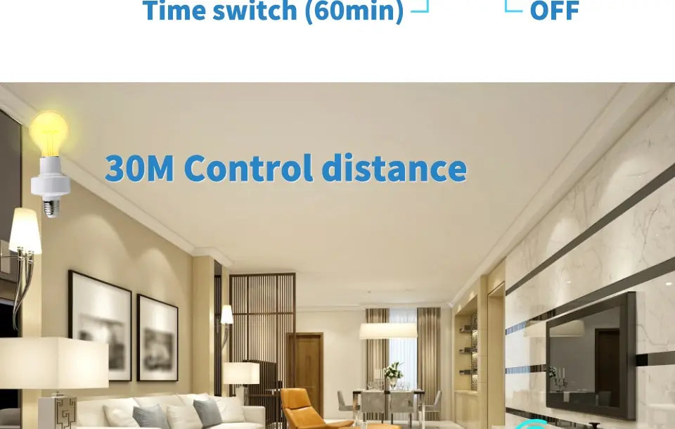 E27 Wireless Remote Control Light Socket Lamp Holder 20M Range For LED Bulbs Lamp Socket Wireless Light Switch Kit AC110V-240V