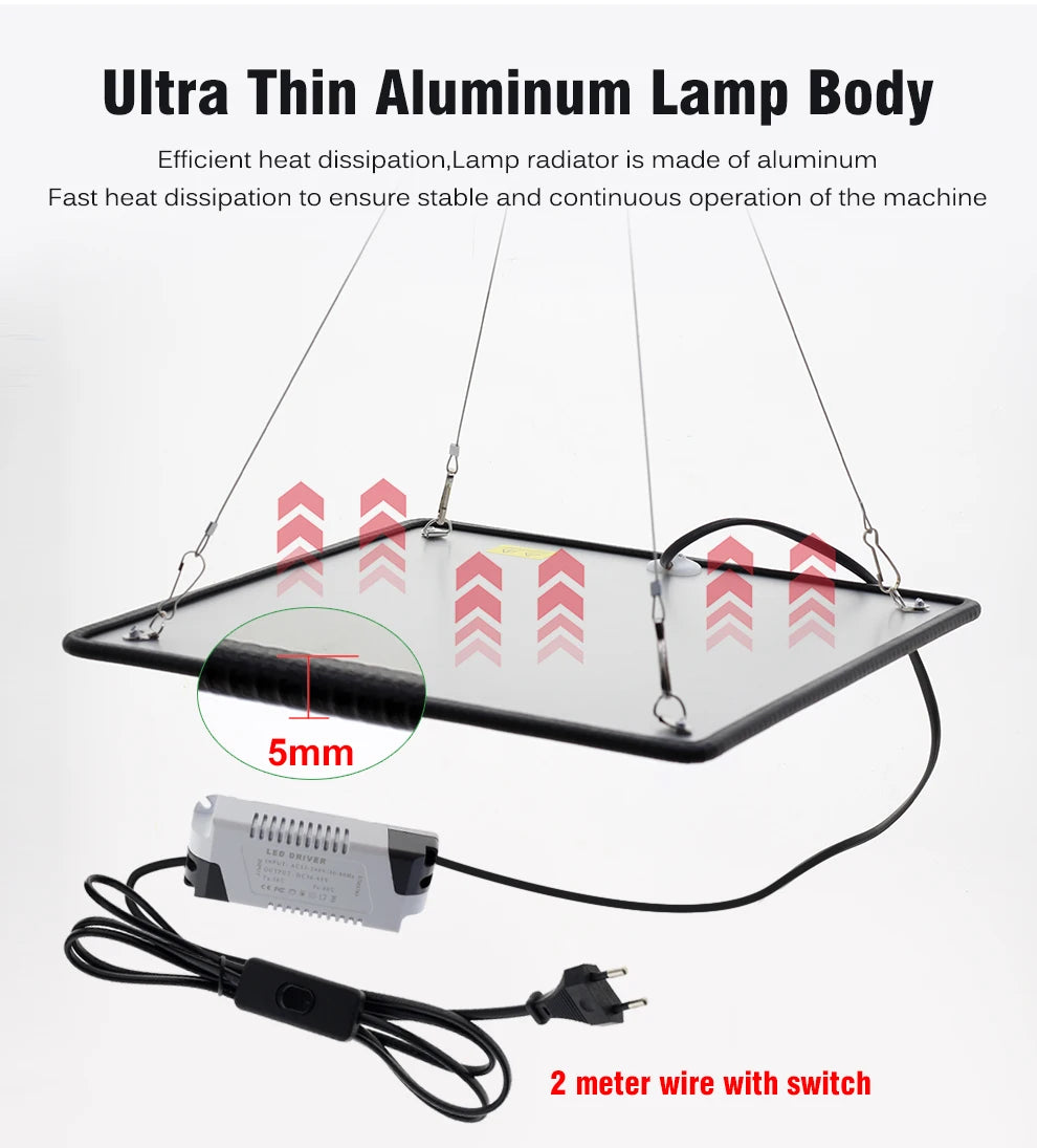 TRANYTON 40W LED Grow Light Full Spectrum, Phyto Lamp for Indoor Plants, AC85-240V for Grow Tent & Hydroponics