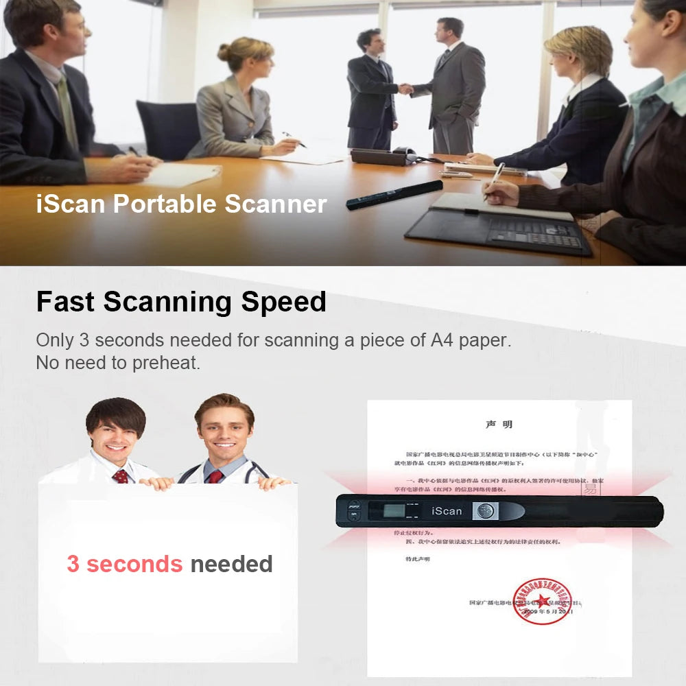 Arealer iScan Portable Handheld CMOS Document Scanner – A4 Book Scanner, 300/600/900 DPI, JPG & PDF Format