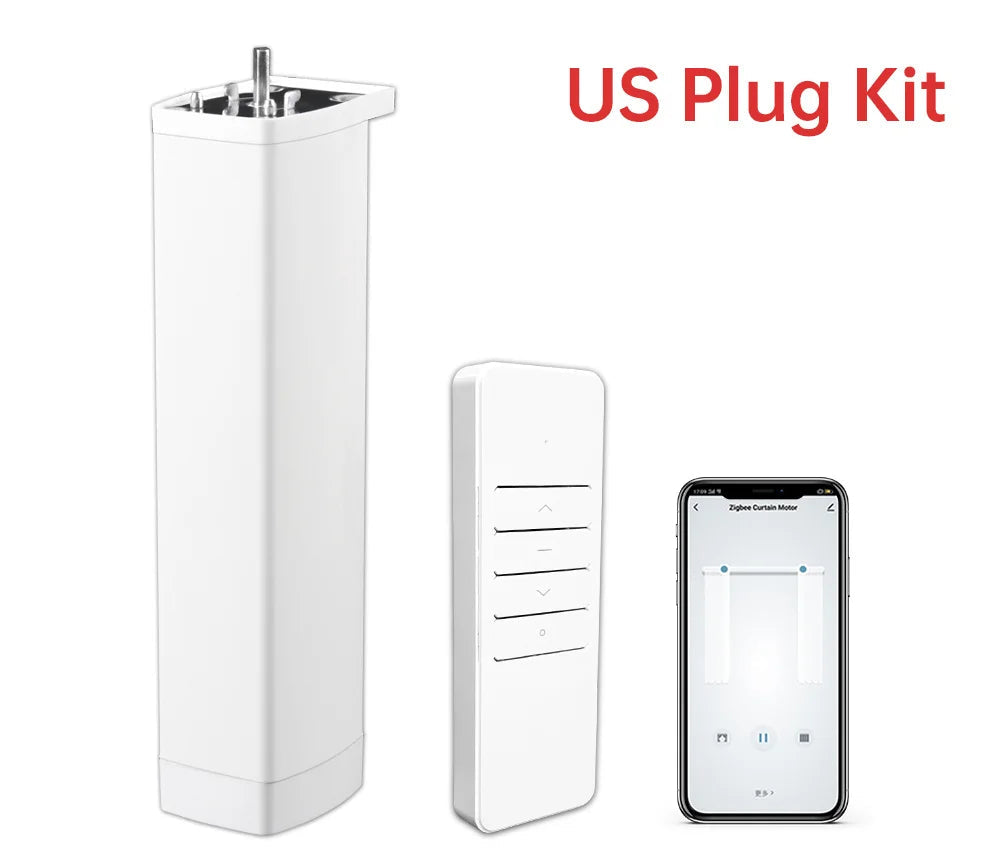 Smart Tuya WiFi/Zigbee Electric Curtain Motor with RF Remote - 22.5CM, App Control, Compatible with Alexa, Google Assistant, and SmartThings