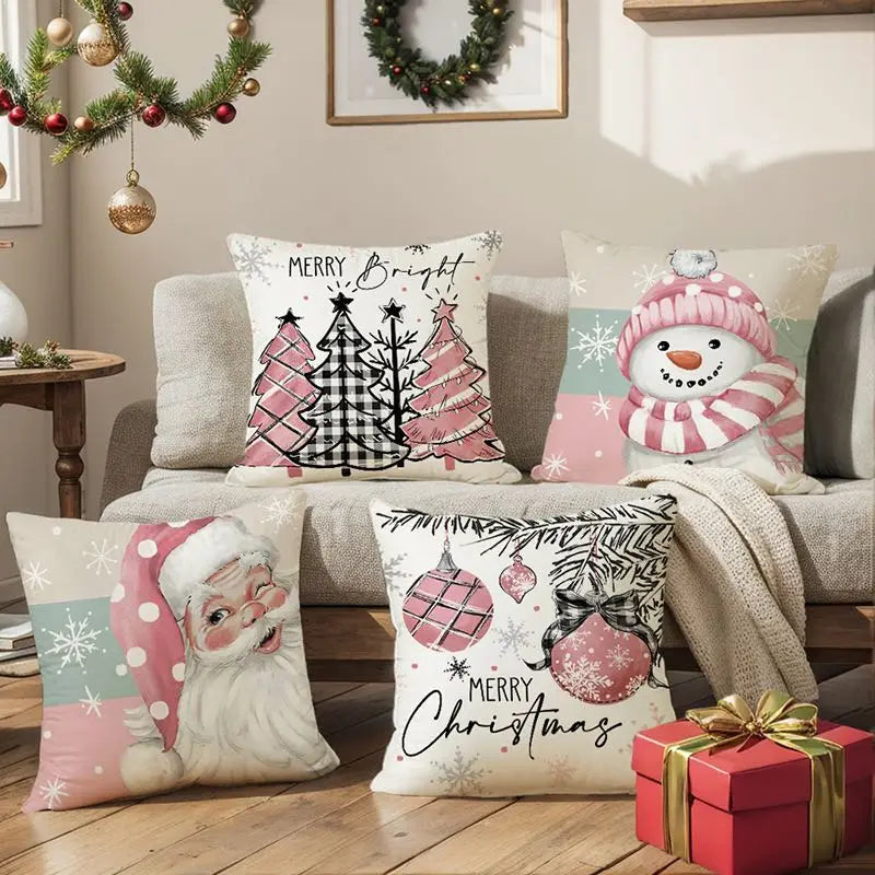 45cm Christmas Cushion Cover - Festive Pillowcase for Home Decor, Xmas, New Year, and 2024 Holiday Decorations